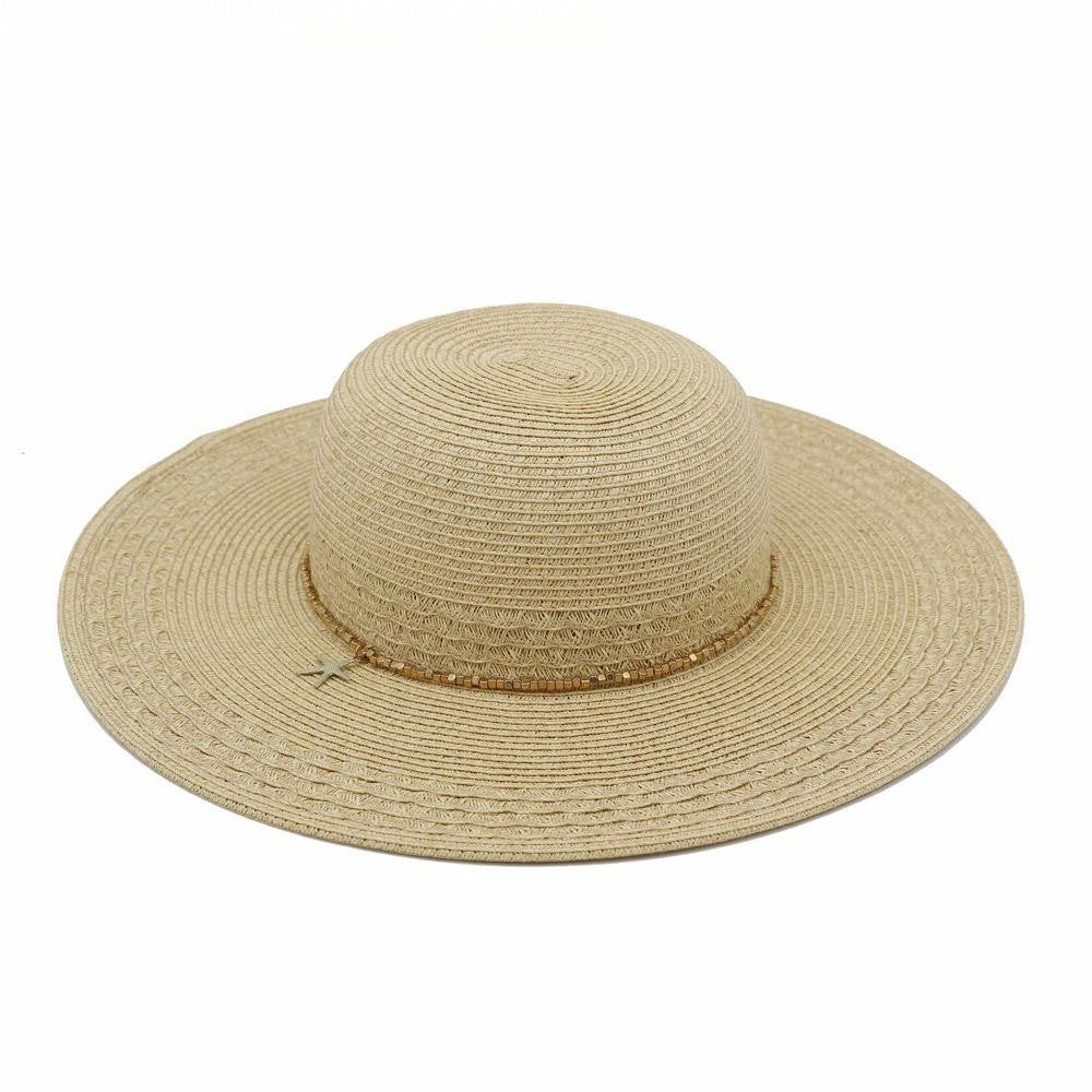 Wide Brim Straw Starfish Hat