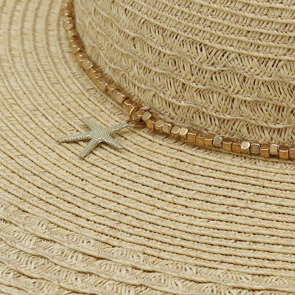 Wide Brim Straw Starfish Hat