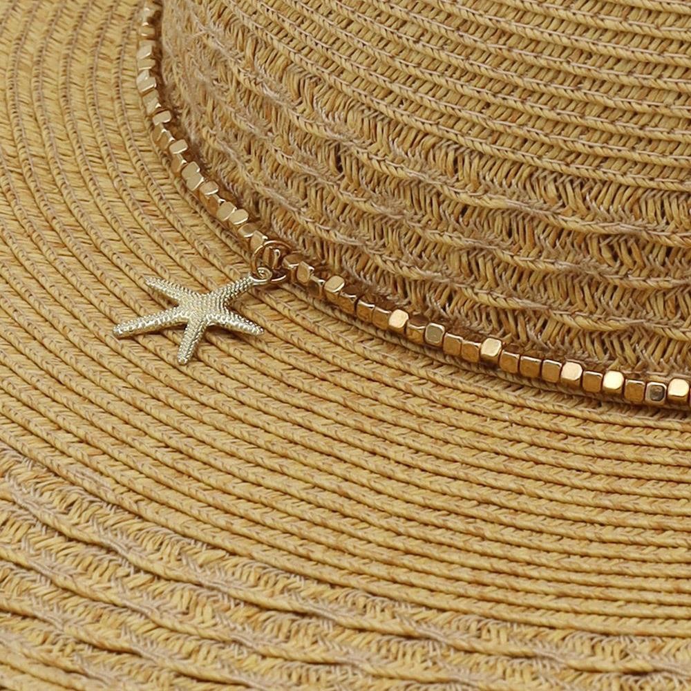 Wide Brim Straw Starfish Hat