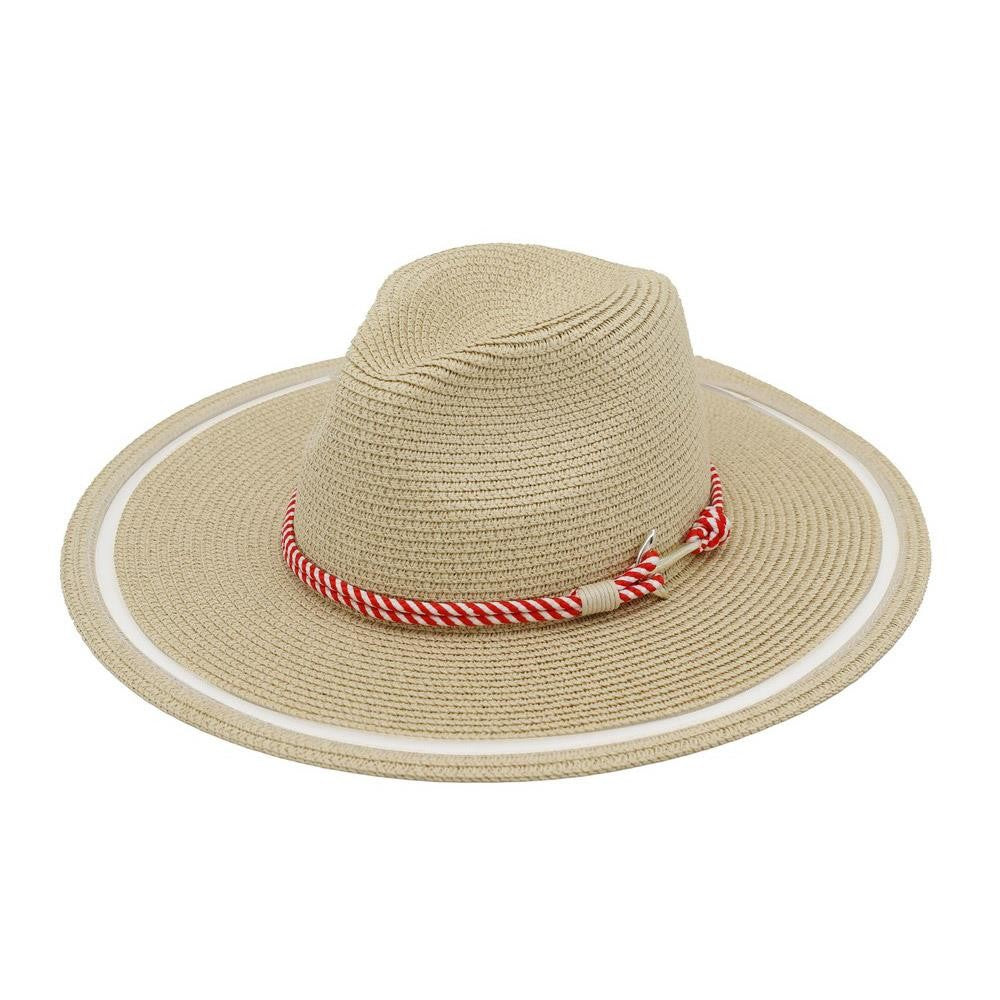 Beige Anchor Red Rope Sun Hat