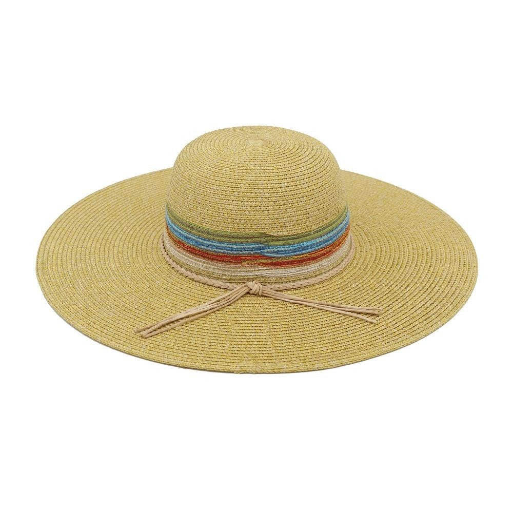 Taupe Multi Stripe Straw Hat