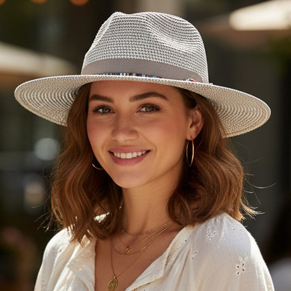 Straw Fedora Multi Band Hat