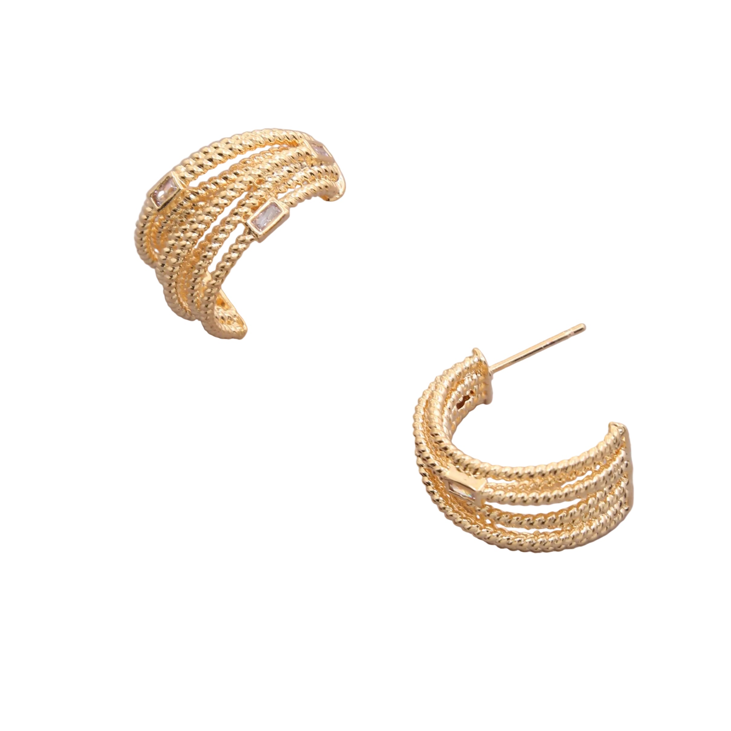 Gold Dipped Multi Hoop Rhinestone Earrings