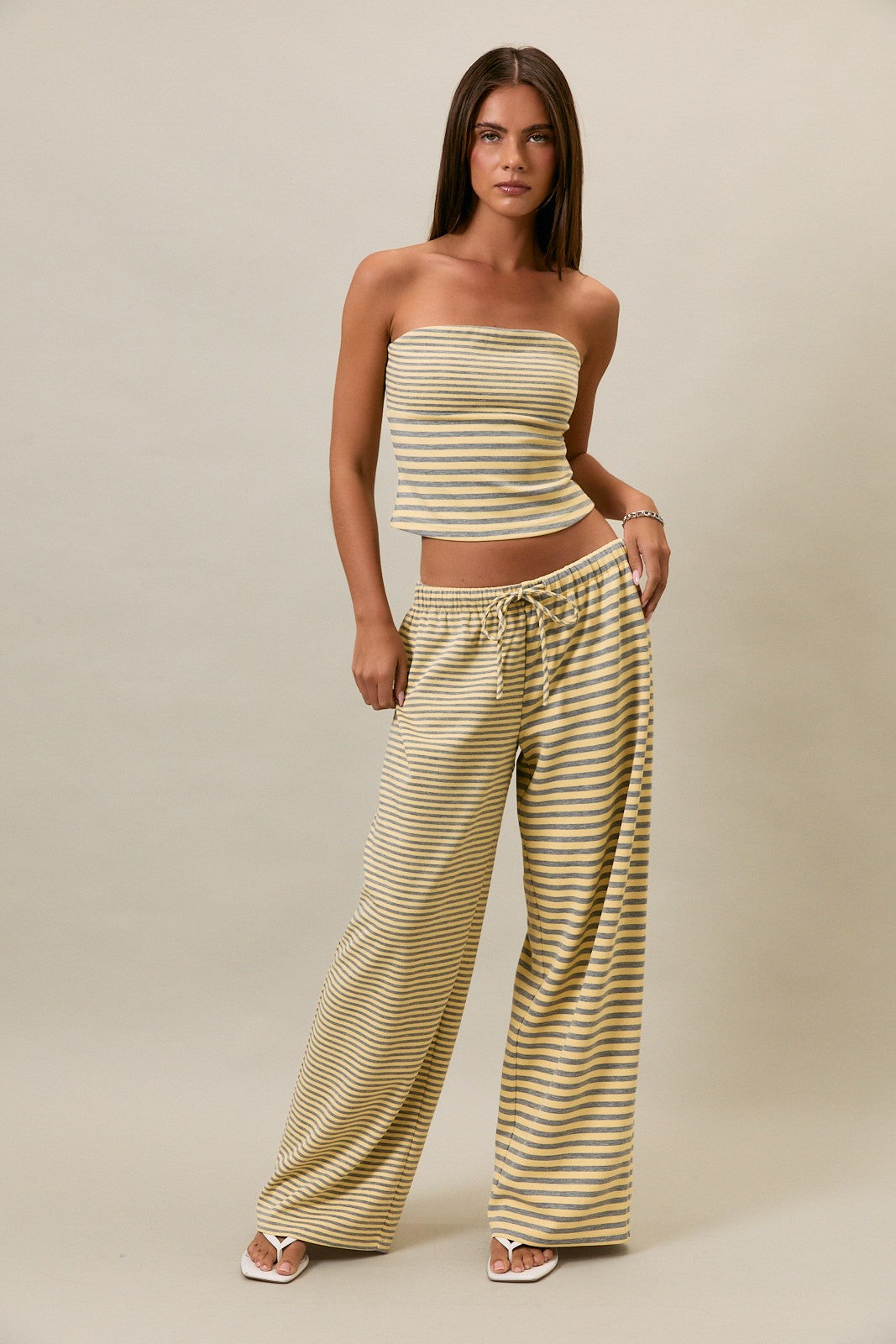 Yellow & Grey Stripe Pants