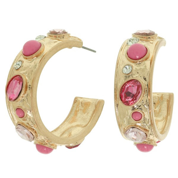 Gold Rhinestone Hoop Earrings