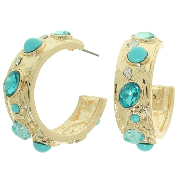 Gold Rhinestone Hoop Earrings