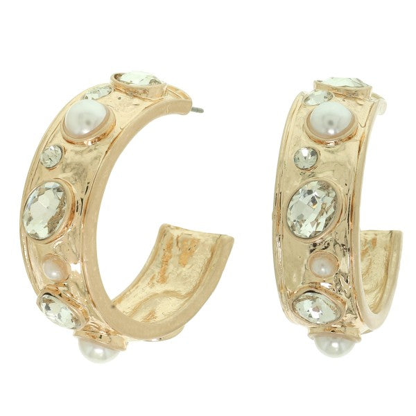 Gold Rhinestone Hoop Earrings