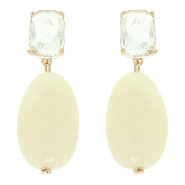 Ivory Rhinestone Marbled Earrings
