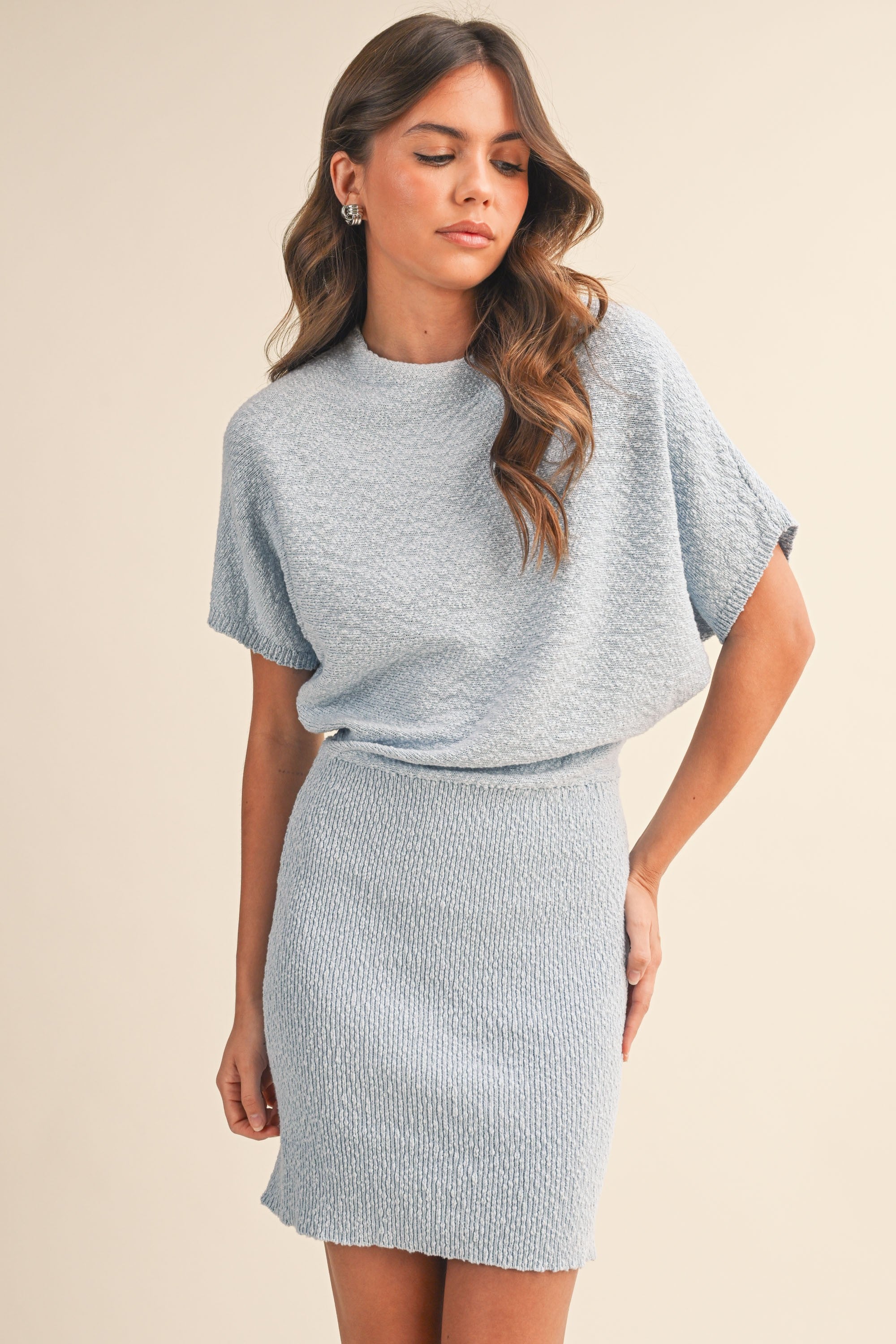 Powder Blue Fitted Sweater Dress