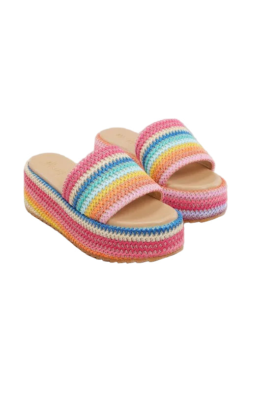 Delaney Rainbow Woven Platform Wedge