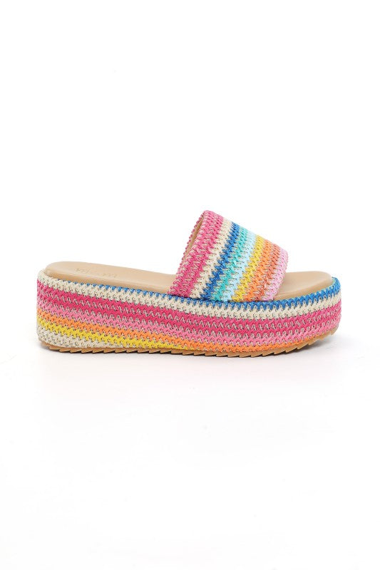 Delaney Rainbow Woven Platform Wedge