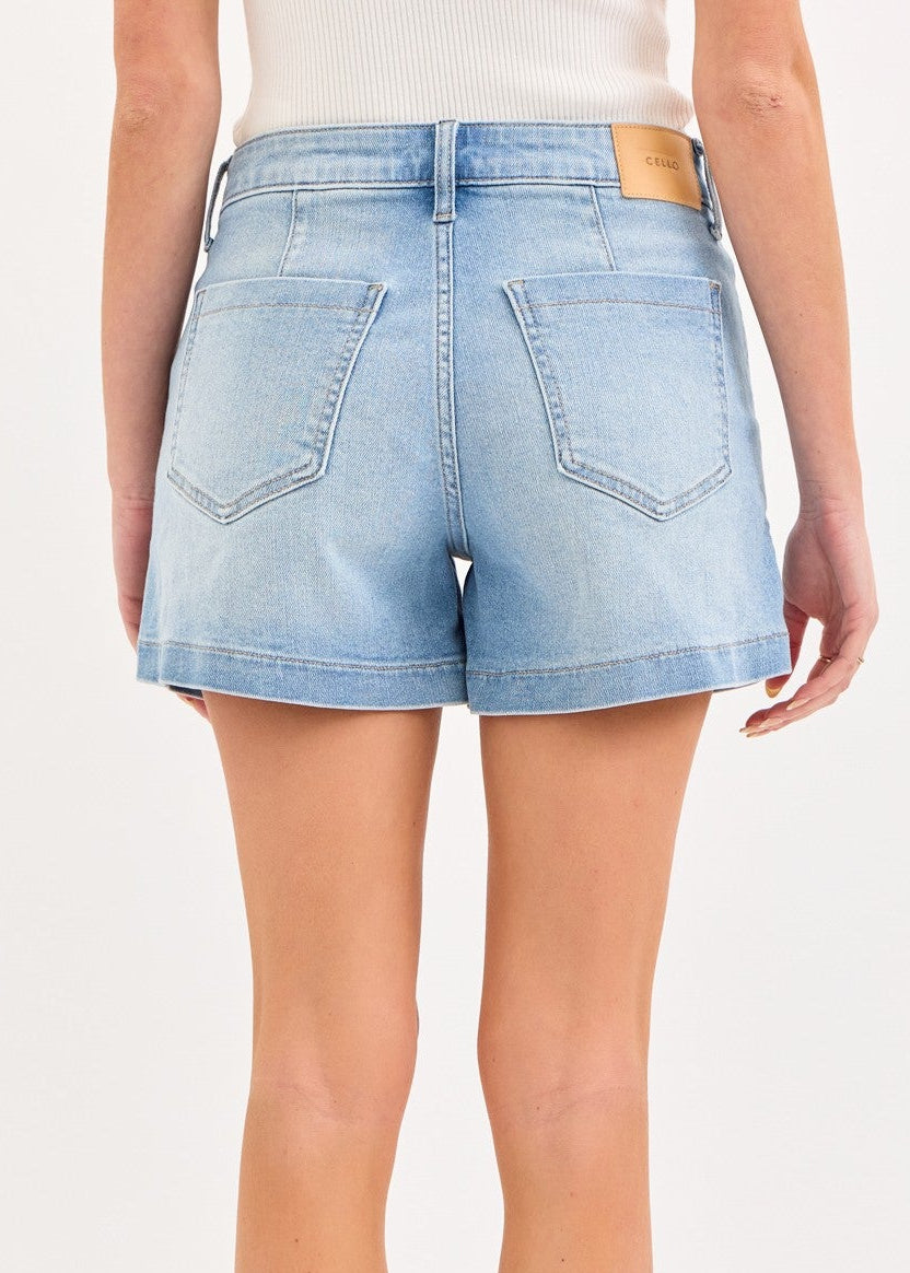 High Rise Denim Trouser Shorts