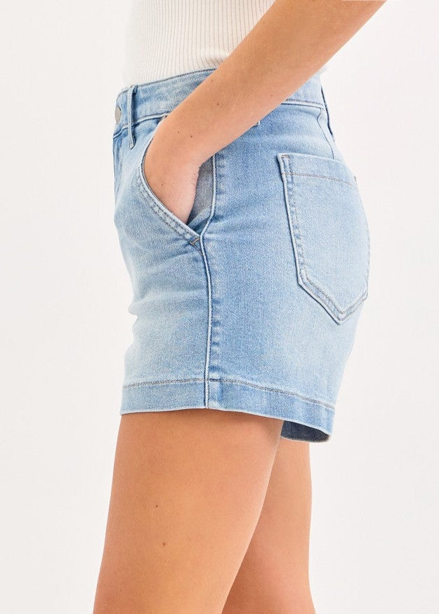 High Rise Denim Trouser Shorts