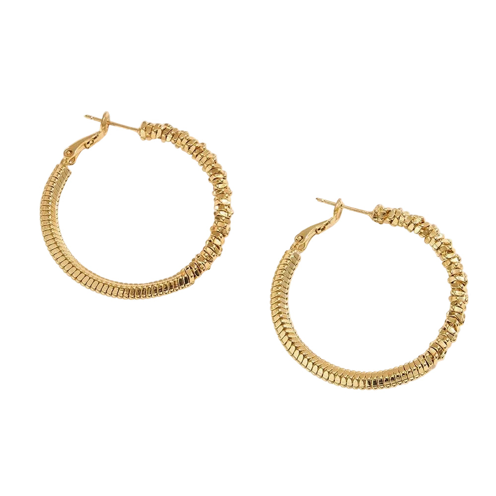 Gold Dipped Texture Hoop Earrings