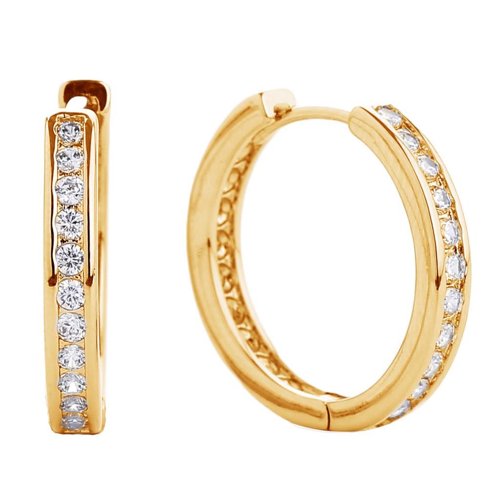 14k Gold Dipped Huggie Hoop Cz Paved