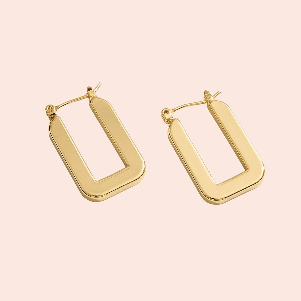 14k Gold Dipped U Shape Pin Catch Hoop