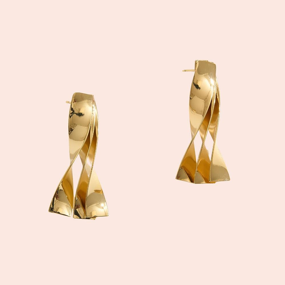 14k Gold Dipped Twisted Sculptural Post
