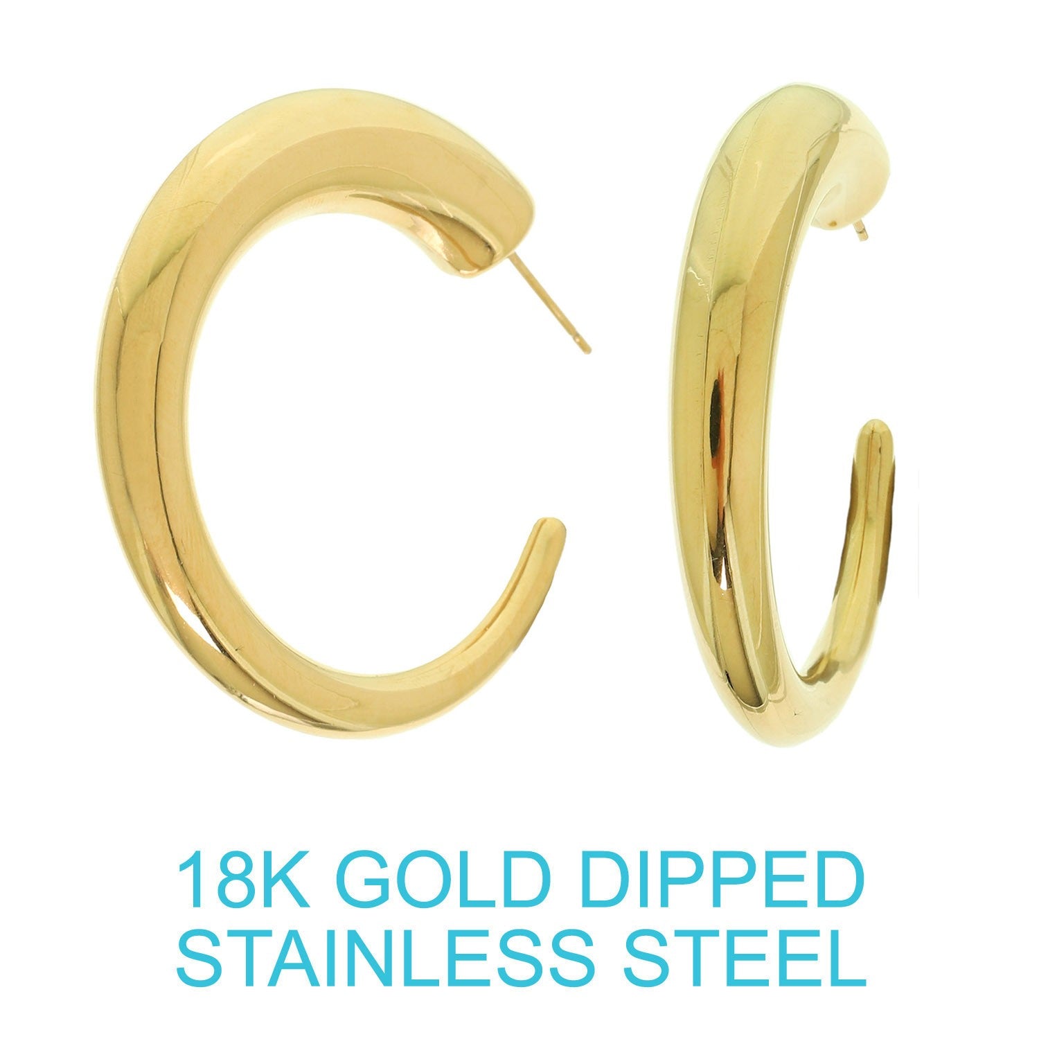 Gold Italian Horn Hoop Earrings