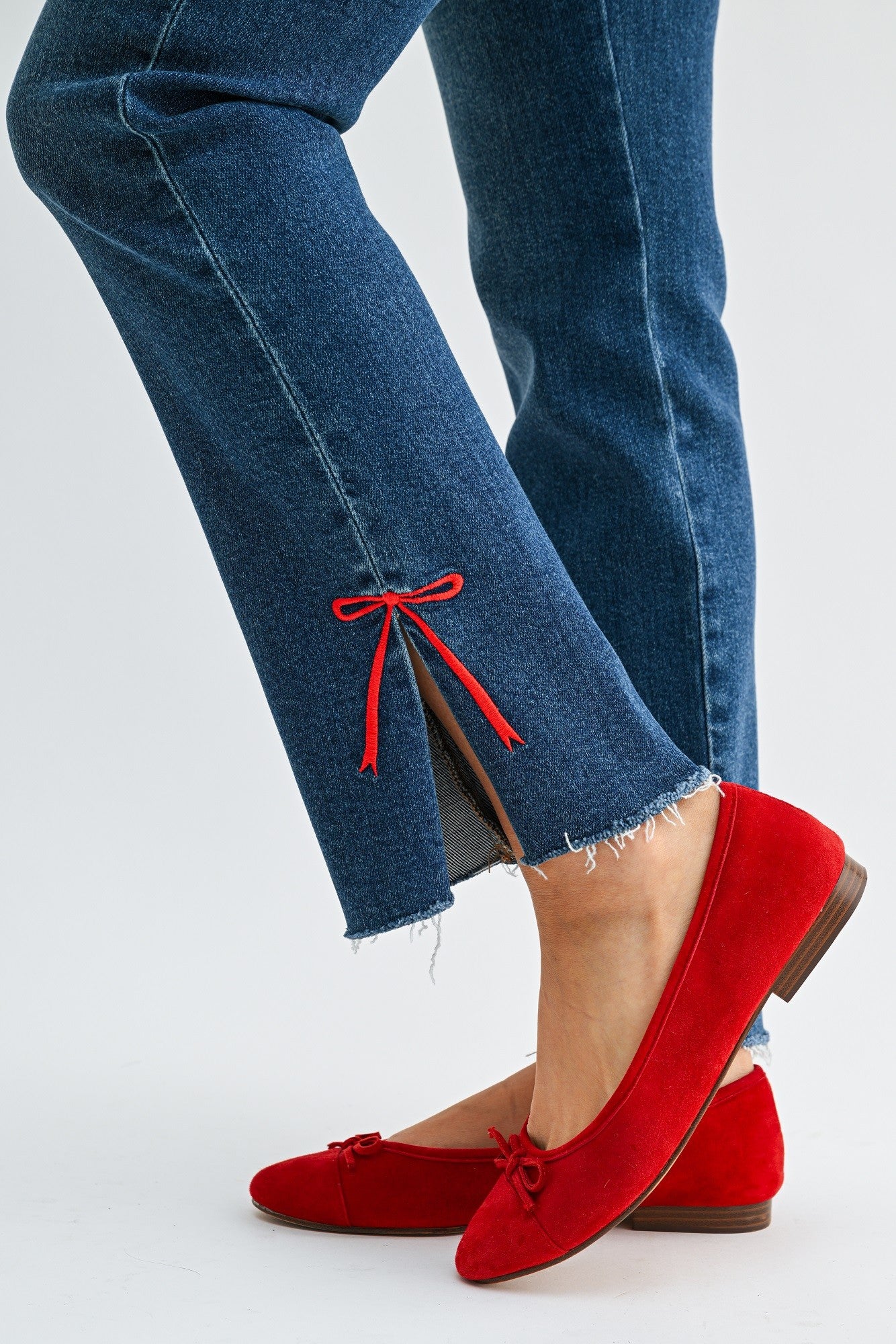 Bow Detail Straight Leg Jeans