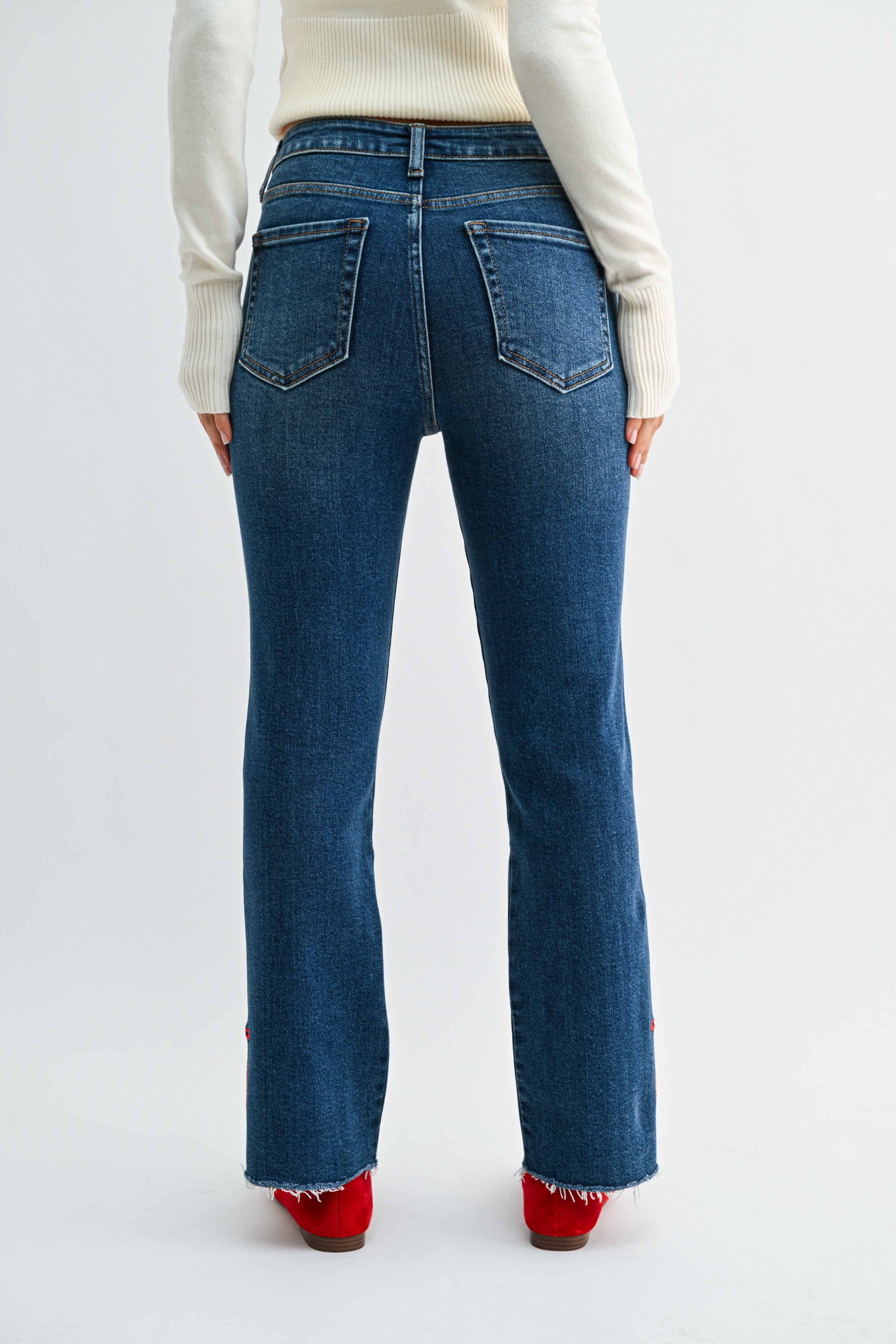 Bow Detail Straight Leg Jeans