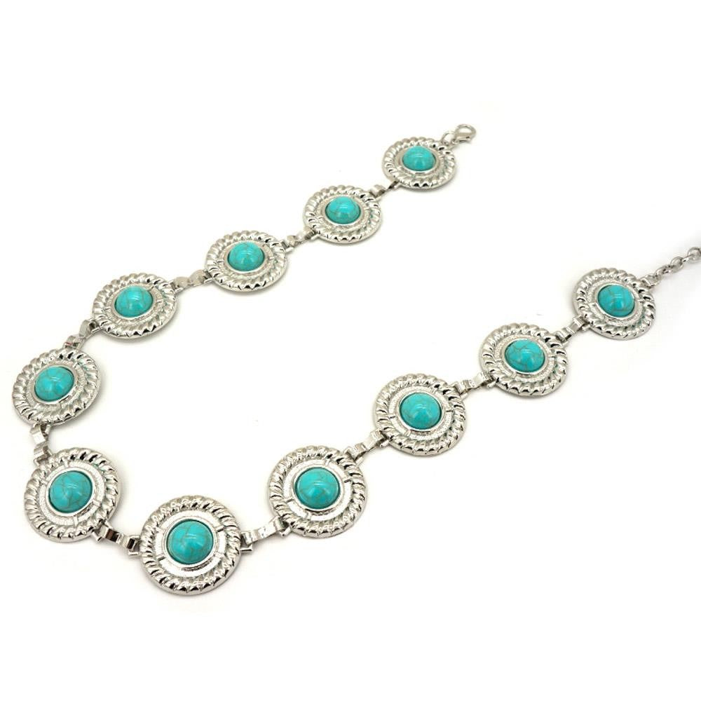 Silver Turquoise Western Belt