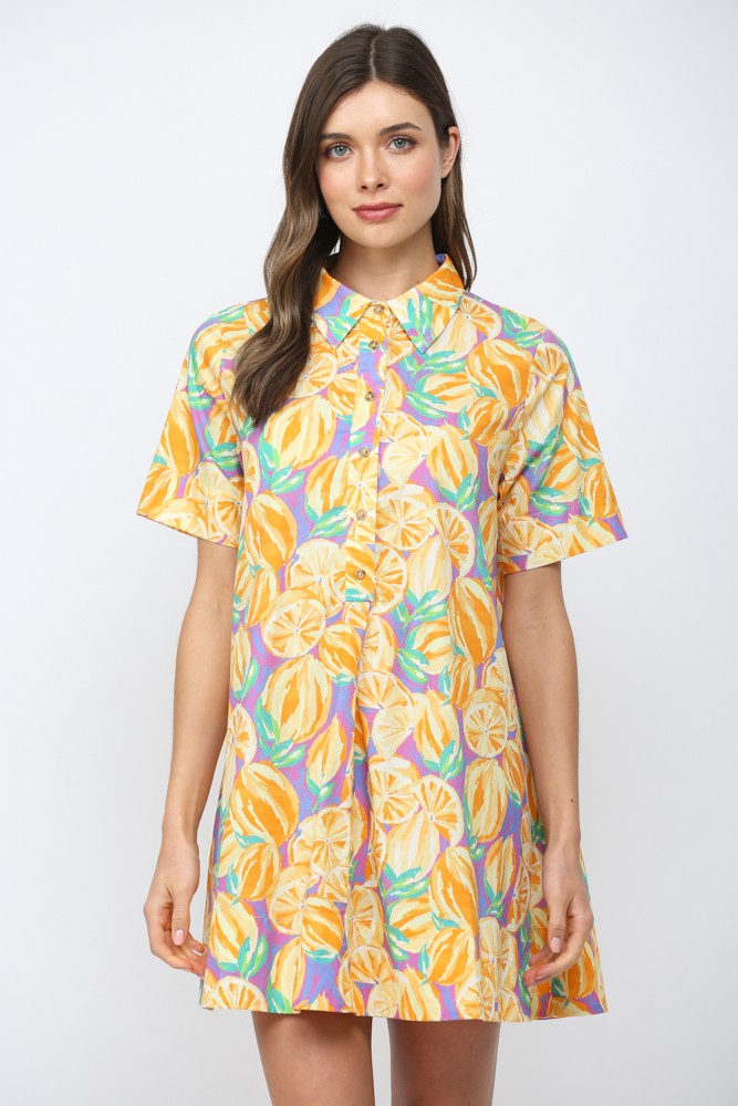 Fruit Print Cotton A-line Dress