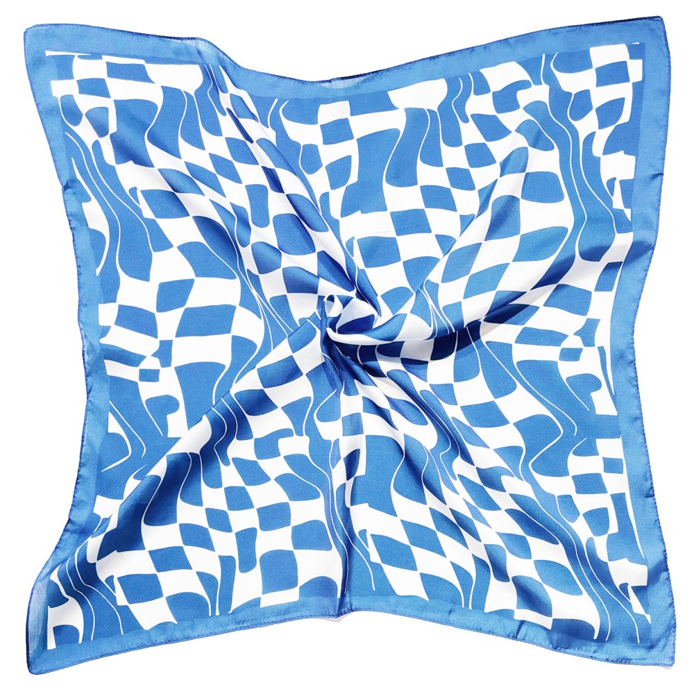 Blue Wavy Square Print Square Scarf