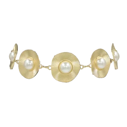 Gold Pearl Disk Chain Belt