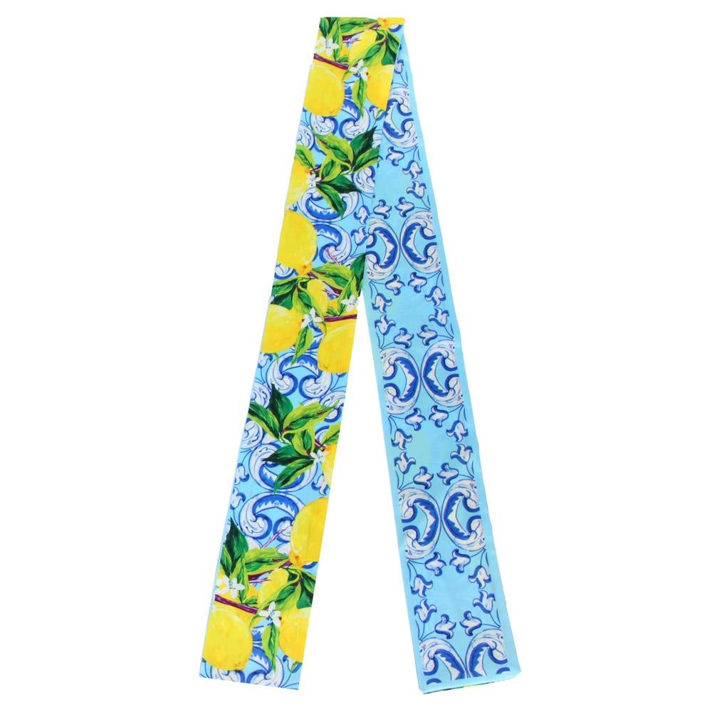 Lemon Print Skinny Scarf