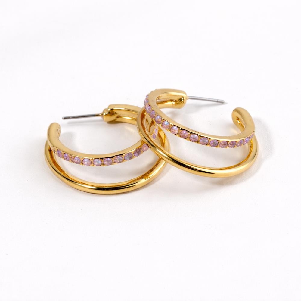 Gold Rhinestone Double Hoop Earrings