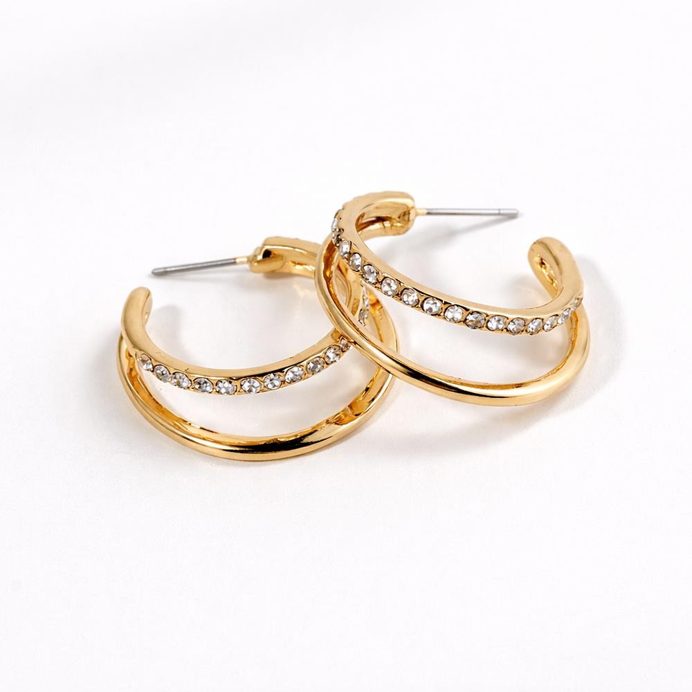Gold Rhinestone Double Hoop Earrings