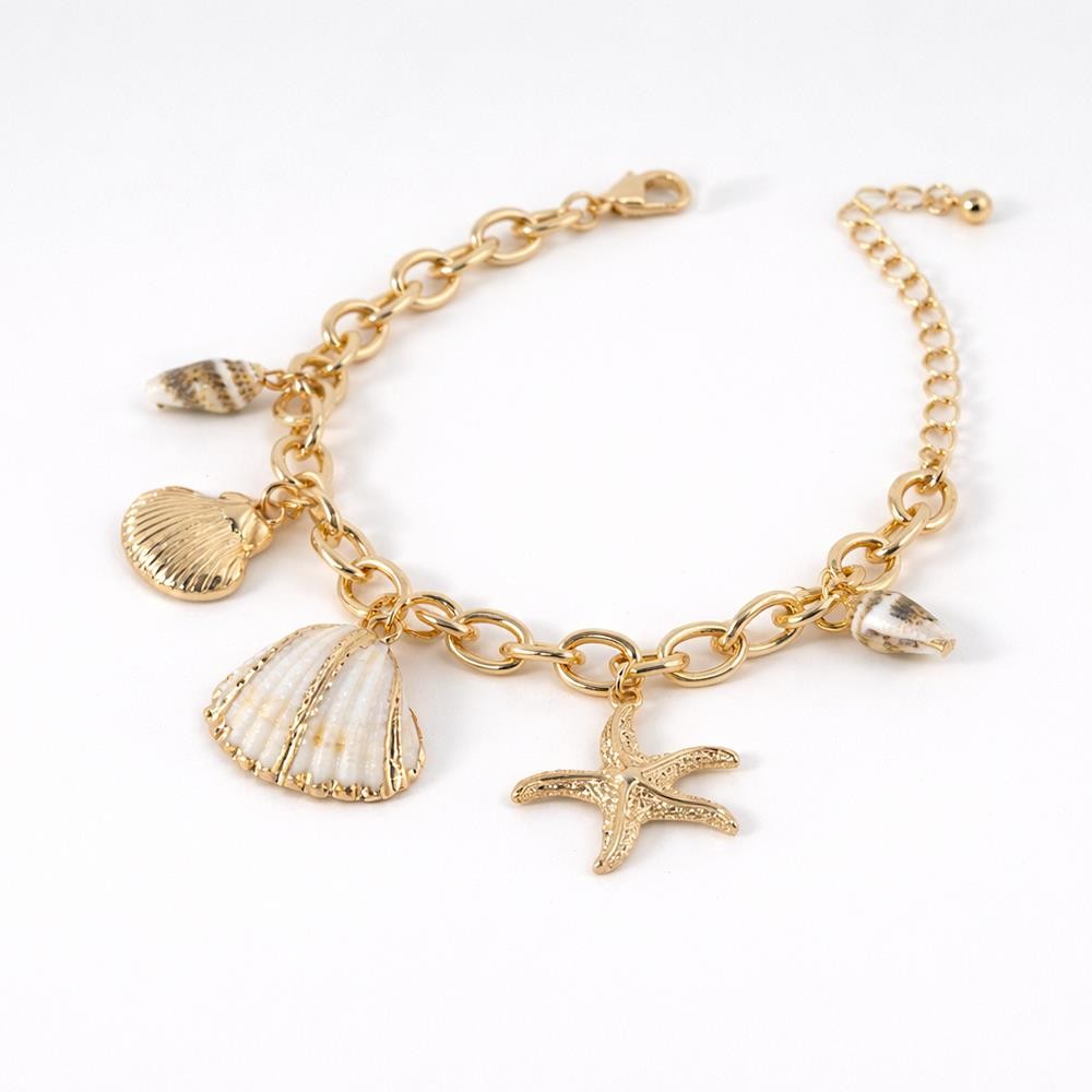Shell Starfish Conch Charm Bracelet