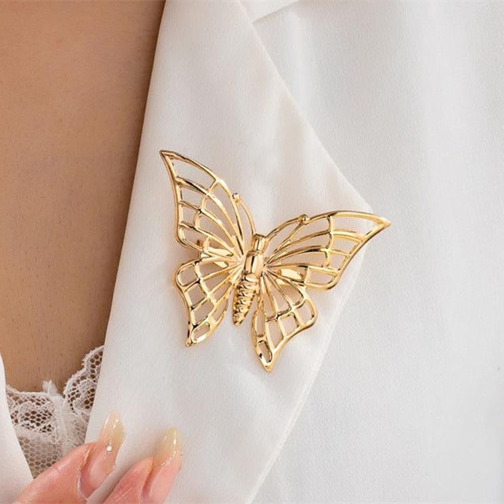 Gold Metal Butterfly Brooch