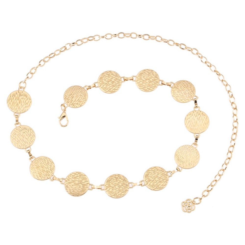 Gold Metal Filigree Disc Chain Belt