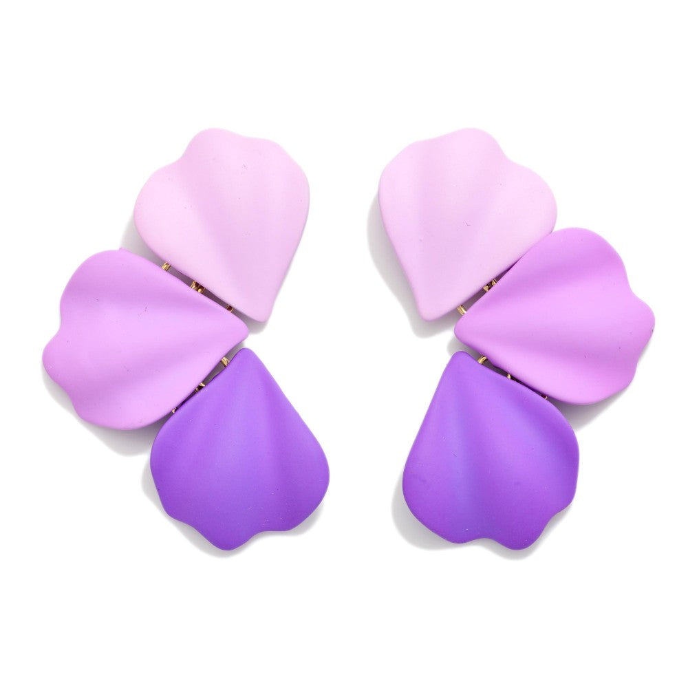 Purple Polymer Clay Leaves Earrings