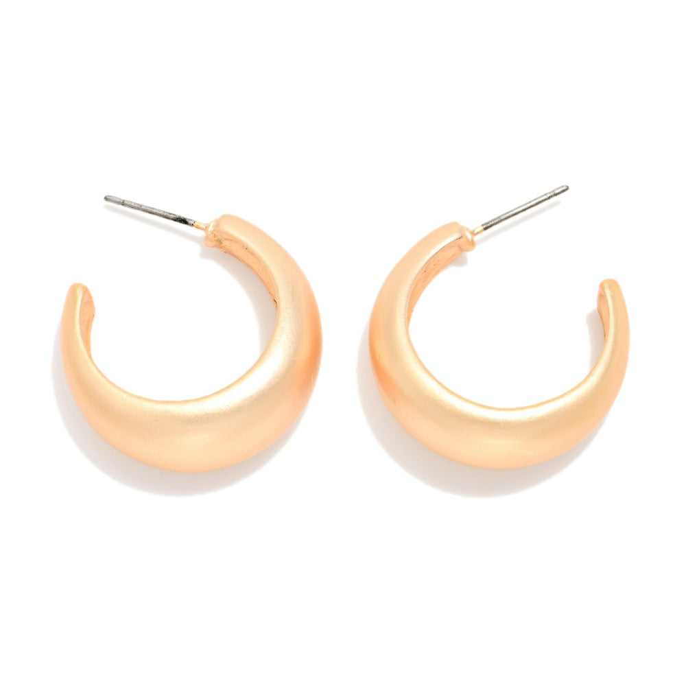 Gold Tapered Metal Hoop Earrings