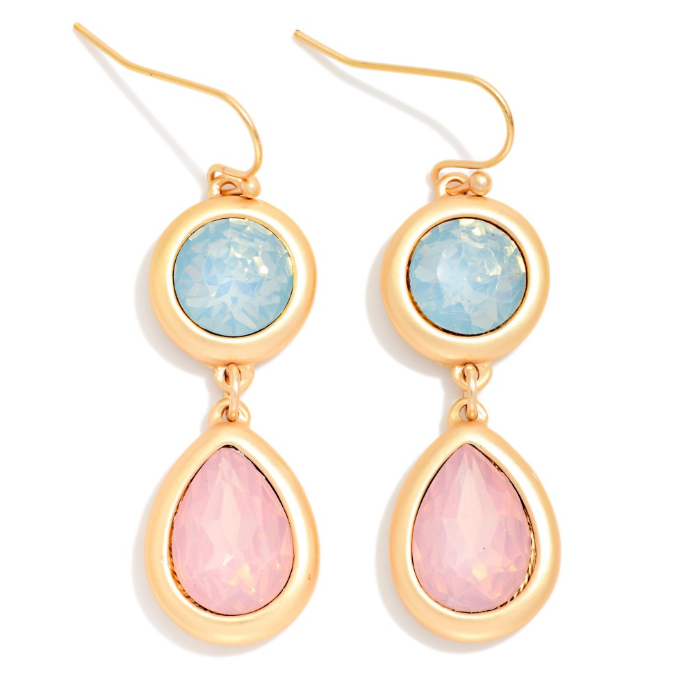 Pink & Blue Teardrop Drop Earrings