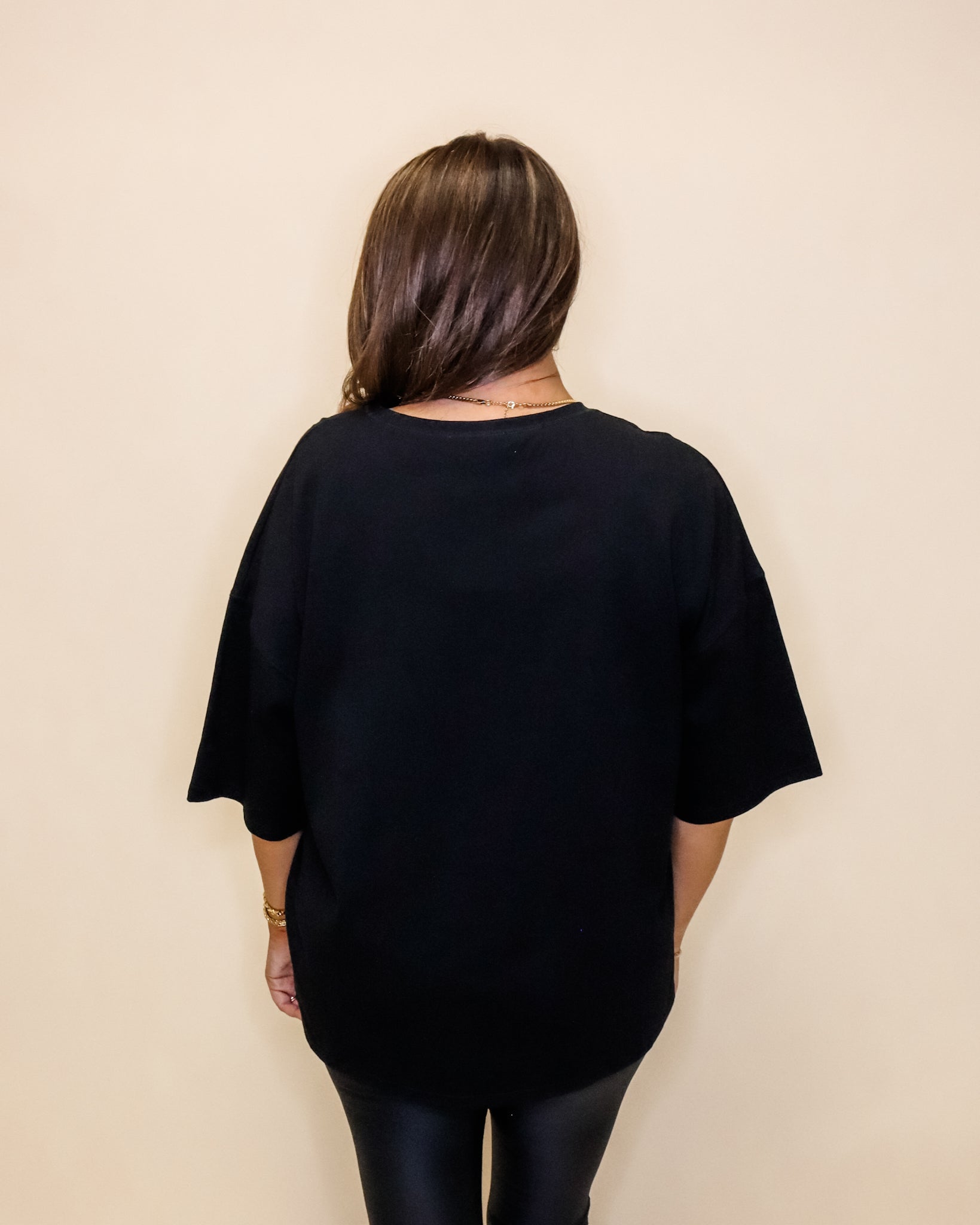 Black Star Sequins Patched Tee