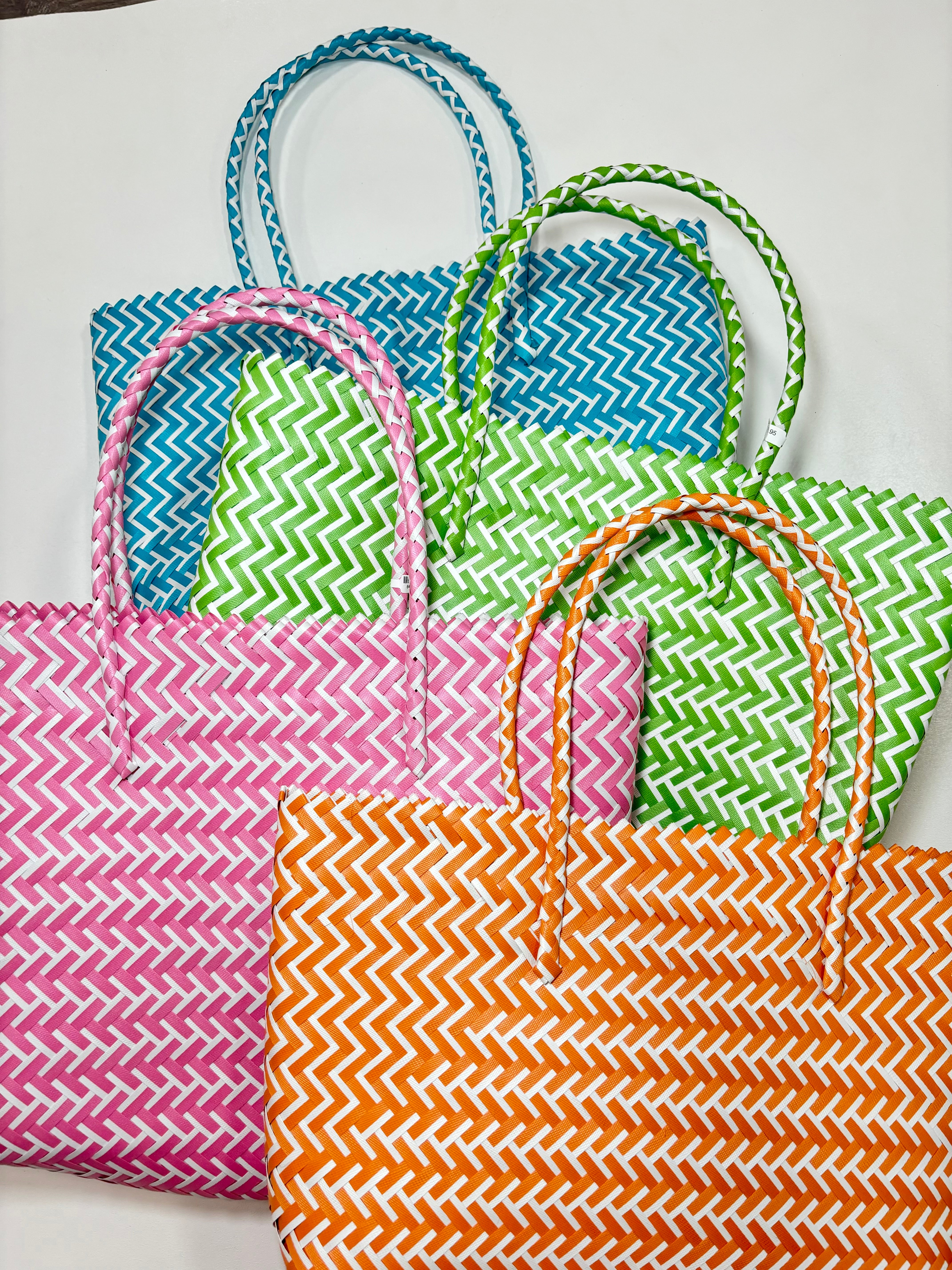 Orange Basket Weave Tote Bag