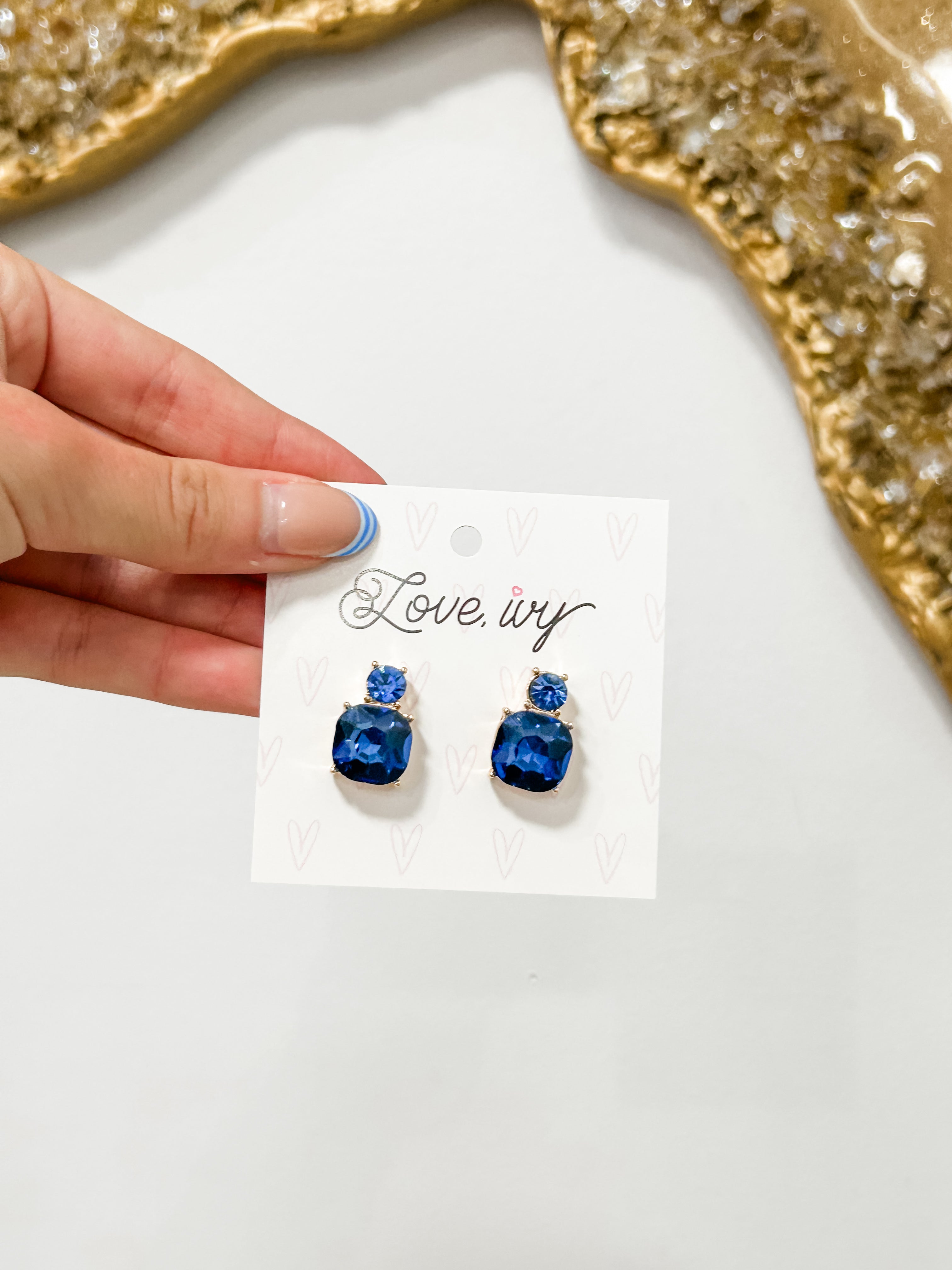 Double Stone Stud Earrings