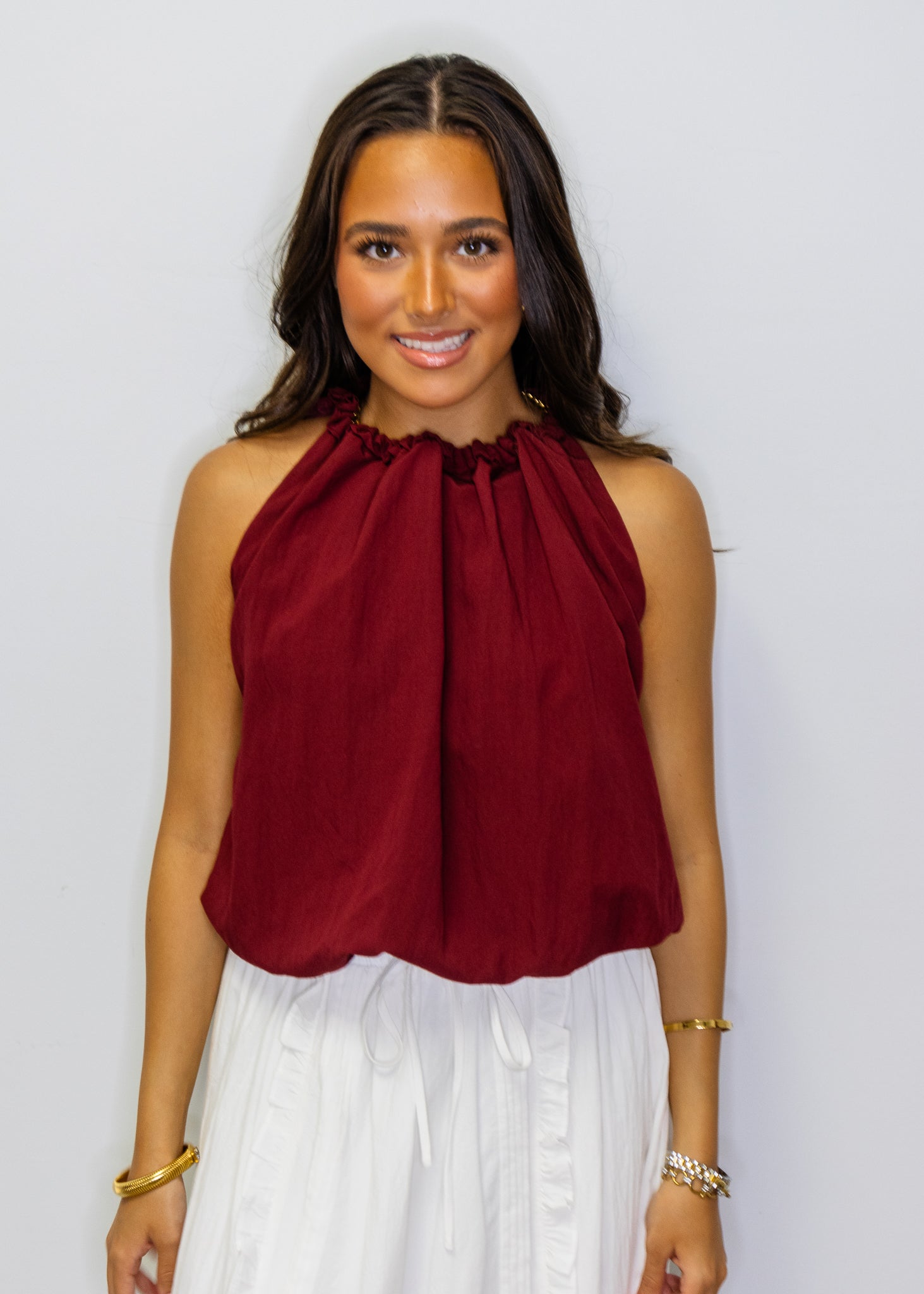 Crimson Halter Bubble Top