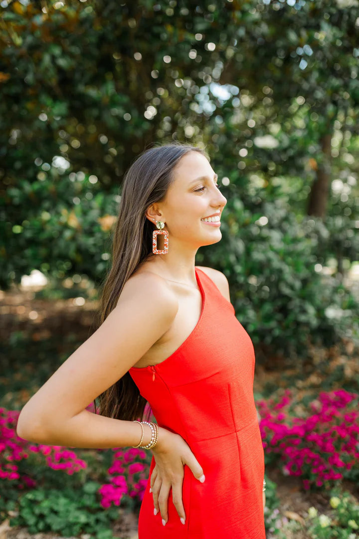 Red & Silver Glitter Earrings