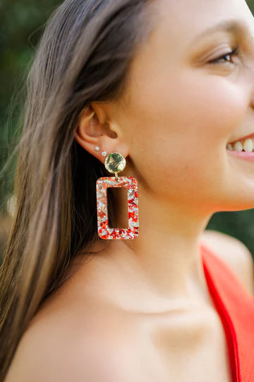 Red & Silver Glitter Earrings