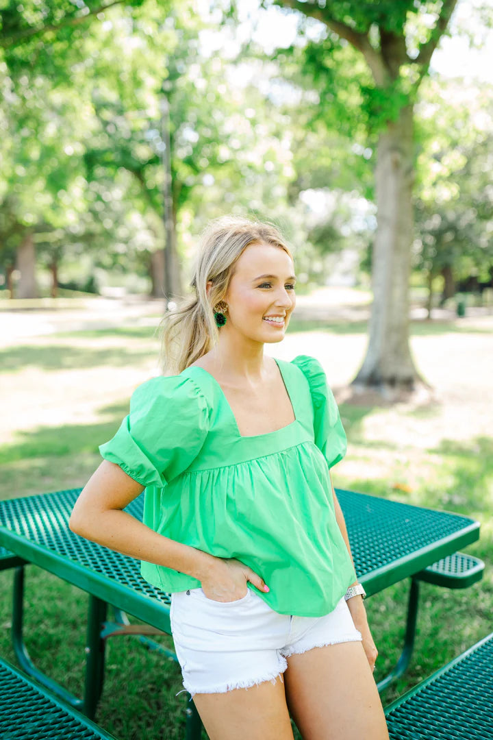 Green & Gold GameDay Pom Earrings