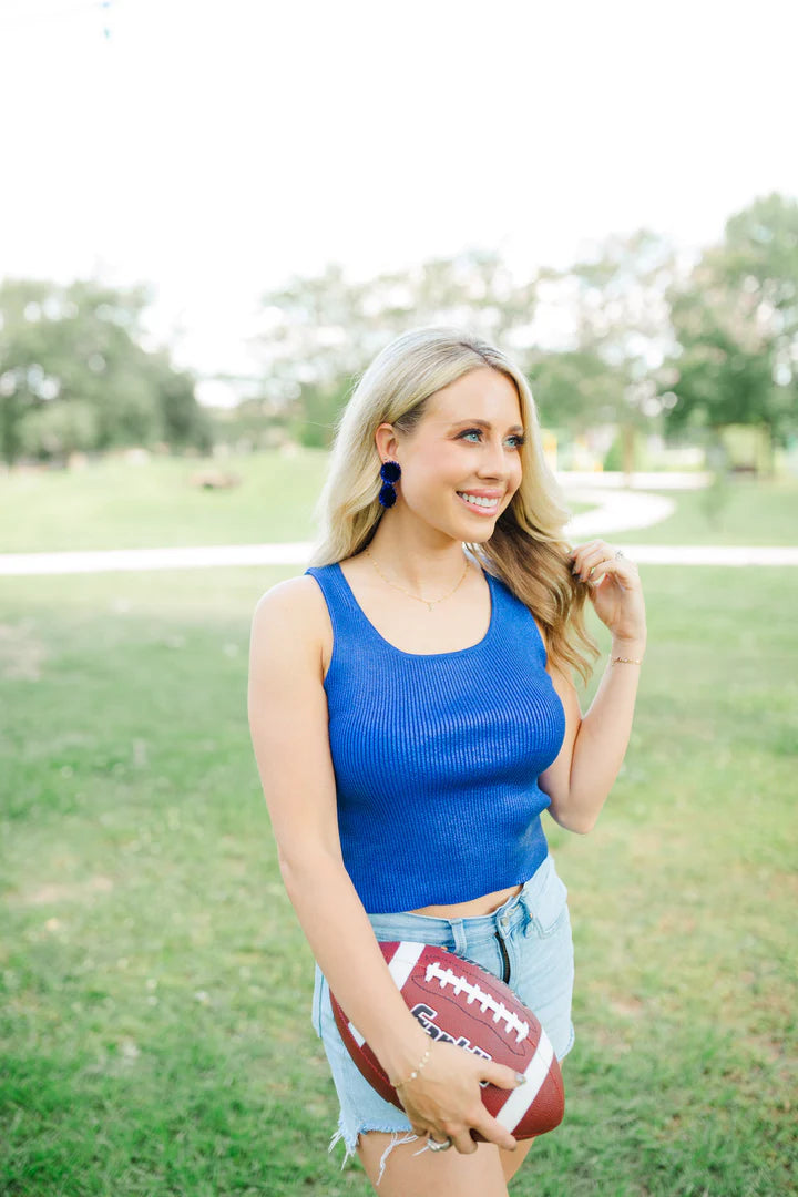 Blue GameDay Pom Earrings