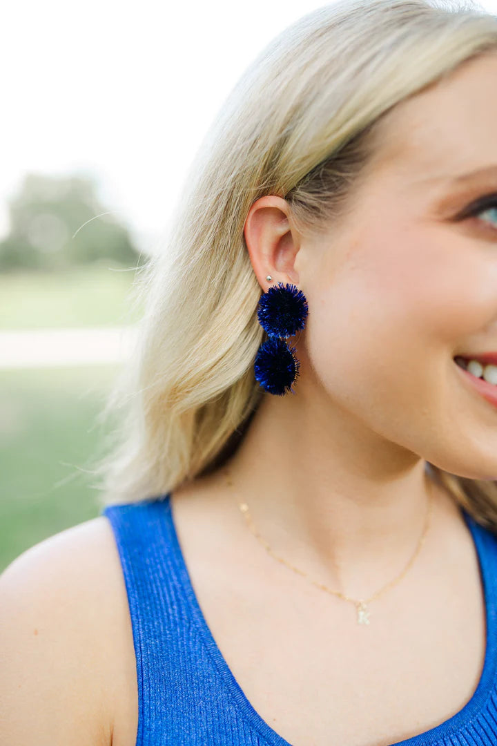 Blue GameDay Pom Earrings