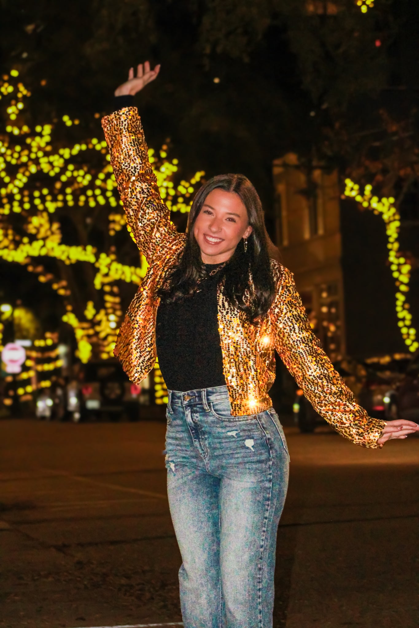 Gold Sequin Crop Jacket