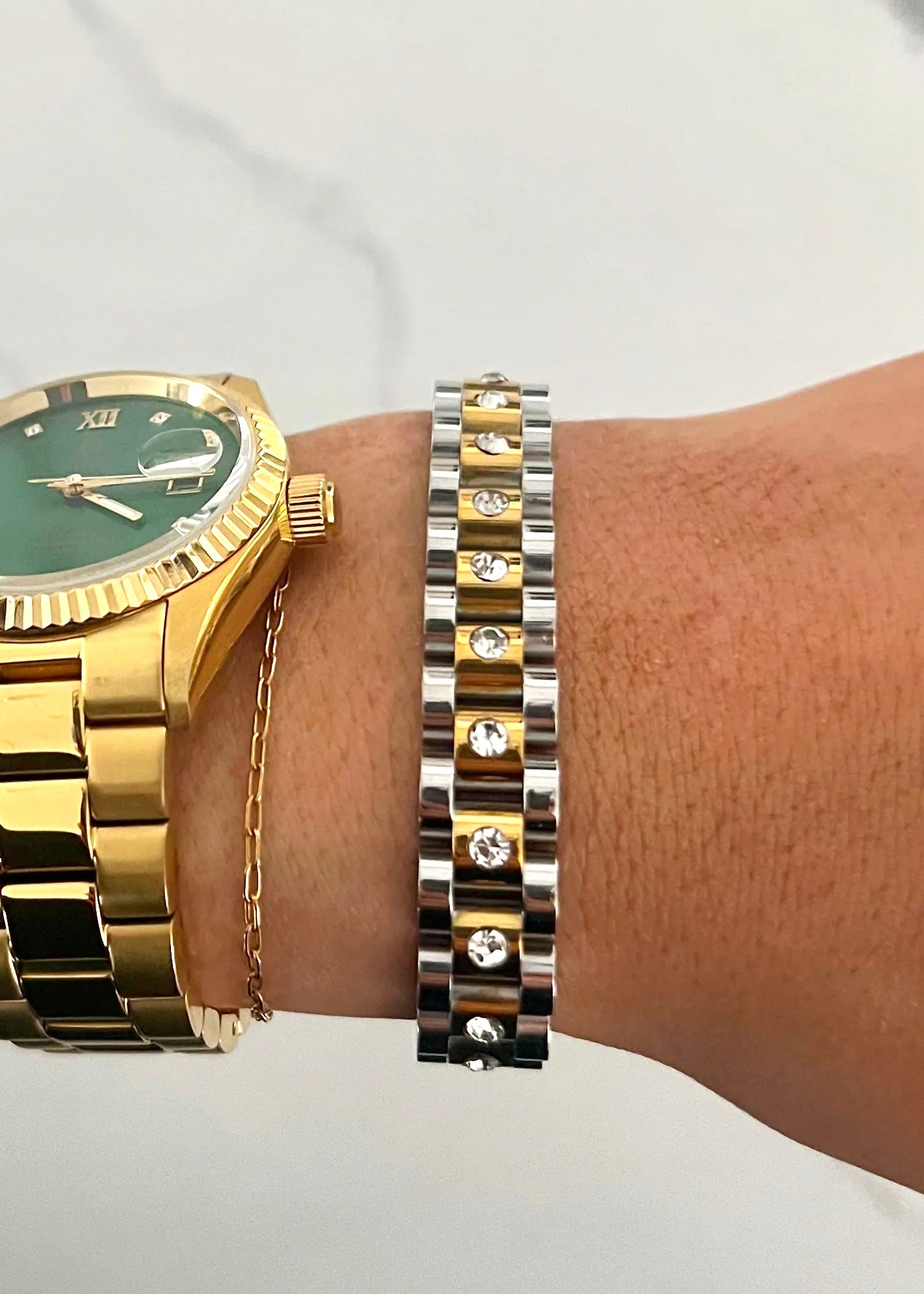 The Diamond Two-Toned Watch Band Bracelet