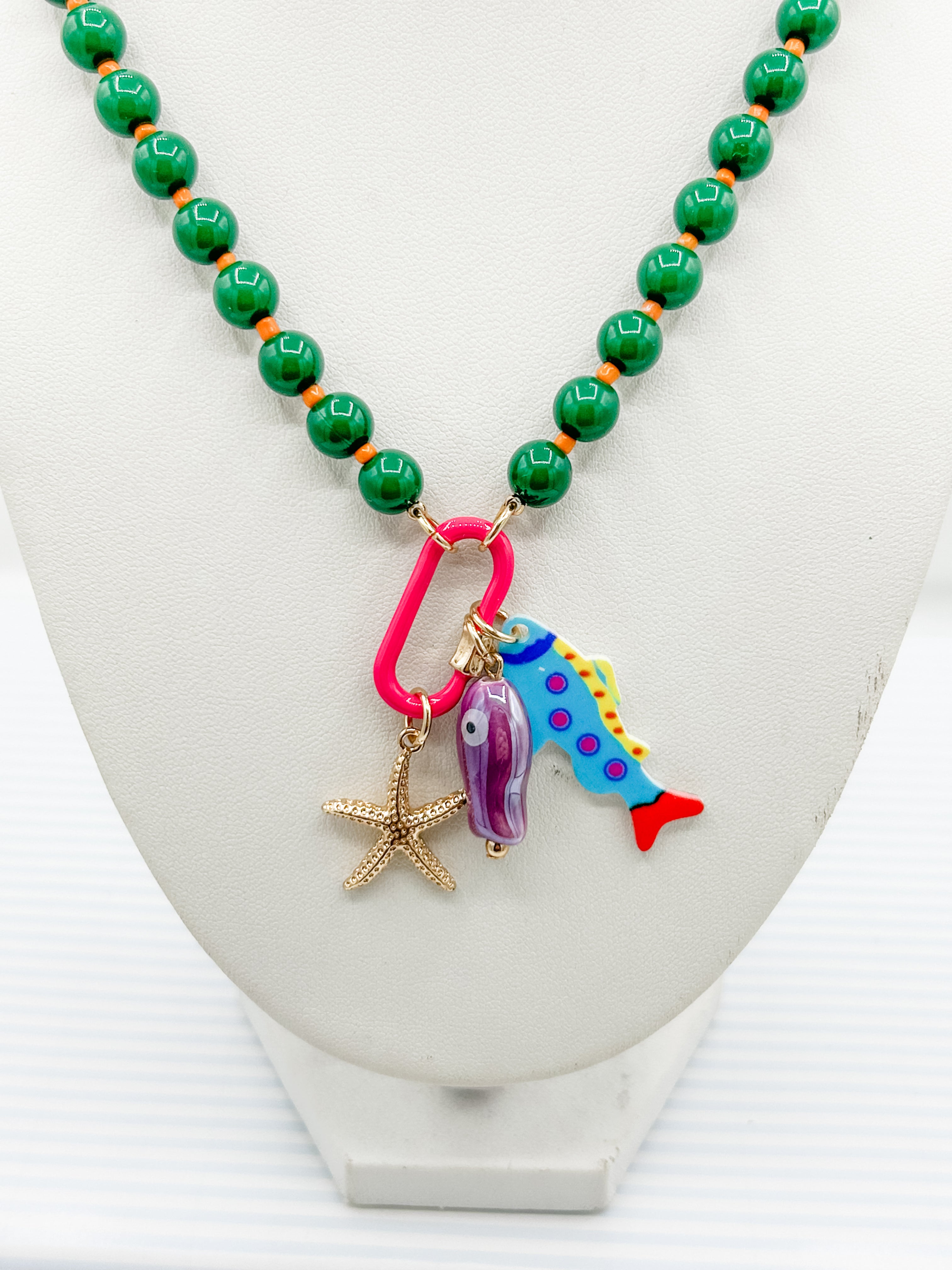 Colorful Beaded Charm Necklace