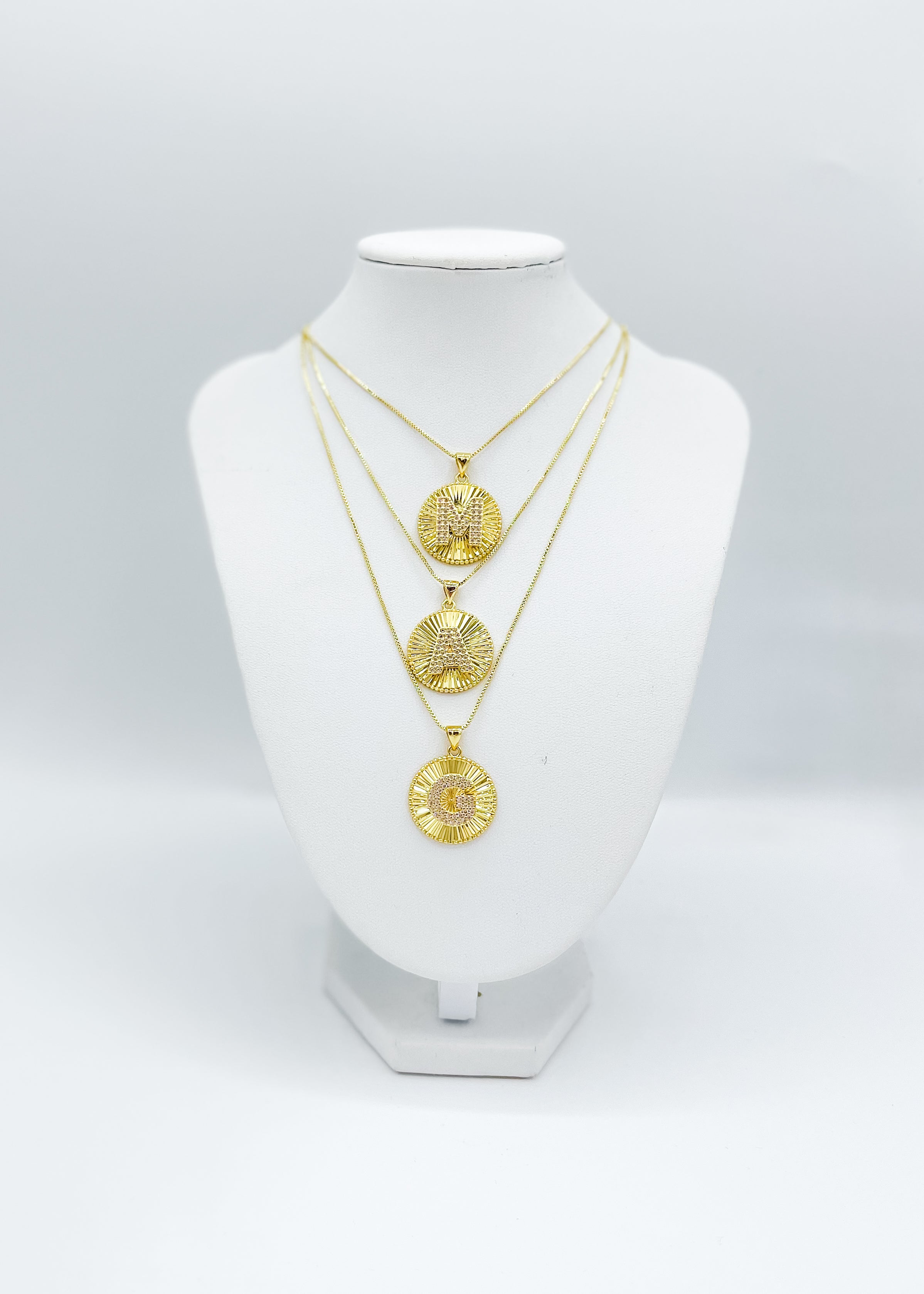 Gold Medallion Letter Necklace